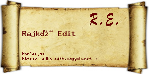 Rajkó Edit névjegykártya