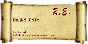 Rajkó Edit névjegykártya